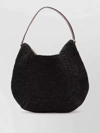 Ibeliv Meva Woven Texture Shoulder Bag Open Top In Black