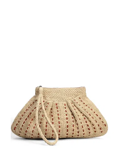 Ibeliv Mezzo Woven Pleated Clutch Bag In White