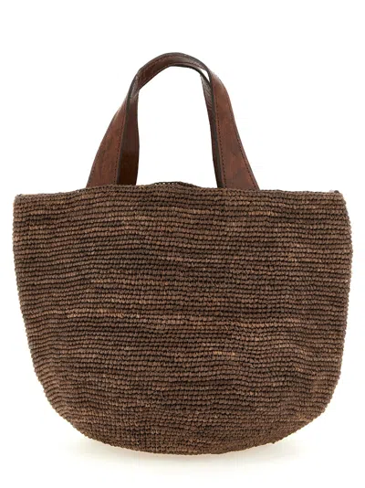 Ibeliv Mirozy Crocheted Raffia Tote Bag In Brown
