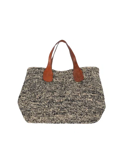 Ibeliv Multicolor Rio Woven Raffia Leather Tote In Beige