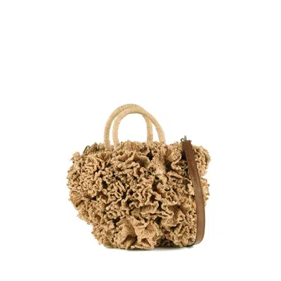 Ibeliv Natural Raffia Coral Bag In Beige