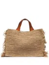 Ibeliv Onja Woven Fringed Tote Bag In Sand