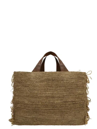 Ibeliv Onja Fringed Raffia Tote Bag In Red