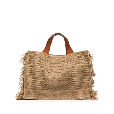 Ibeliv Onja Woven Fringed Tote Bag In Neutral