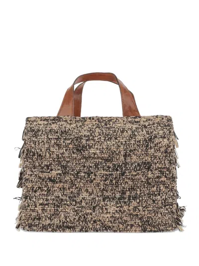 Ibeliv Onja Woven Raffia Fringe Tote Bag In Neutral