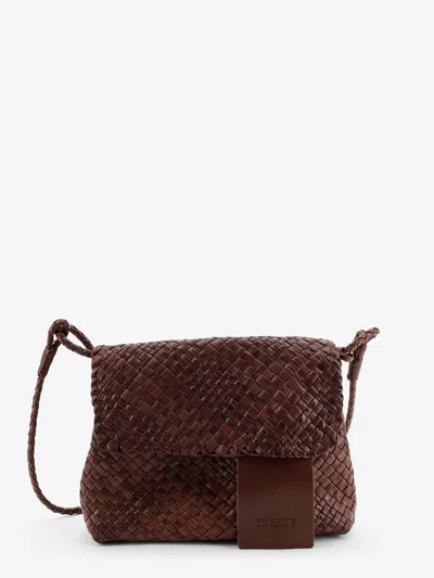 Ibeliv Paris Vegetable Leather Shoulder Bag With Woven Pattern In Brown