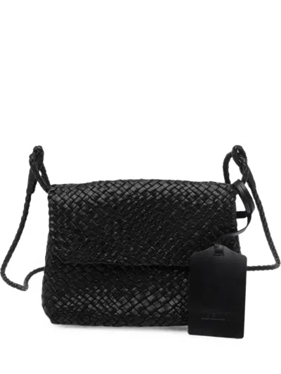 Ibeliv Paris Woven Leather Cross Body Bag In Black