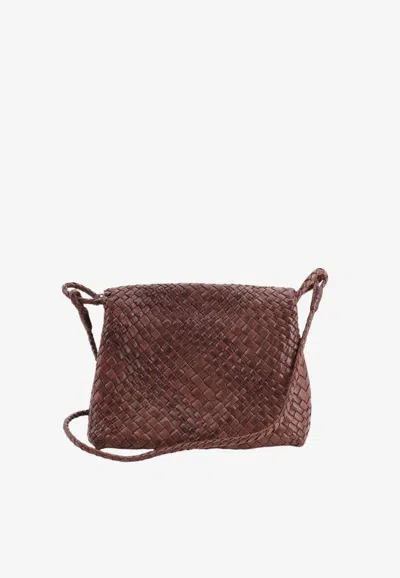 Ibeliv Paris Woven Leather Shoulder Bag In Brown