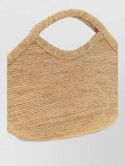 Ibeliv Pure Woven Texture Tote Bag Top Handle In Brown