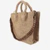 Ibeliv Raffia Bag With Leather Details In Neutral
