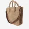 Ibeliv Raffia Bag With Leather Details In Sand