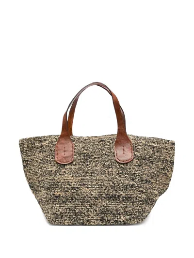 Ibeliv Raffia Handle Tote Bag In Animal Print