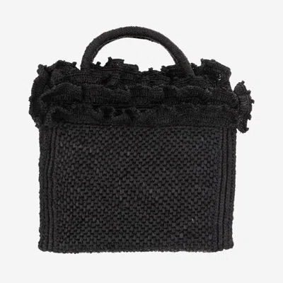 Ibeliv Rafia And Cotton Tote Bag In Black