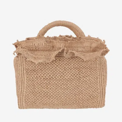 Ibeliv Rafia And Cotton Tote Bag In Brown