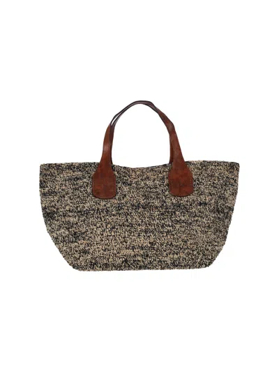Ibeliv Raphia & Cow Leather Crossbody Bag In Multicolour