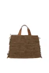 Ibeliv Rectangular Raffia Bag With Fringed Sides In Brown