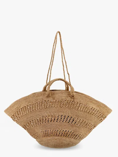 Ibeliv Sol Perforated Rafia Handbag In Sand