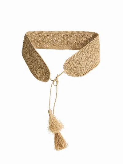 Ibeliv Tea Crocheted Raffia Bika Belt In Pattern
