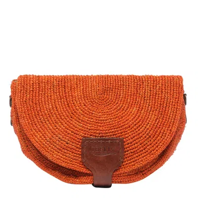 Ibeliv Tiako Raffia Crossbody Bag In Orange