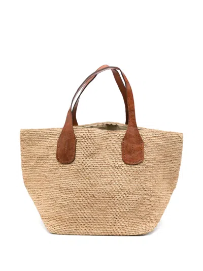 Ibeliv Tokyo Ii Raffia Handle Tote Bag In Neutral