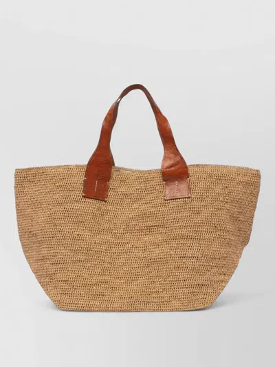 Ibeliv Tote Bag Dual Handles Woven Texture In Brown
