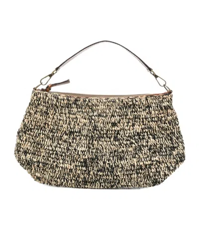Ibeliv Trim-leather Woven Shoulder Bag In Brown