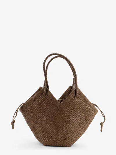 Ibeliv Trinity Medium Vegetable-tanned Leather Shoulder Bag With A Woven Pattern In Brown