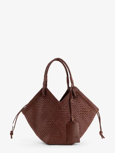 Ibeliv Trinity Medium Vegetable-tanned Leather Shoulder Bag With A Woven Pattern In Brown