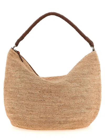 Ibeliv Utopia Crocheted Raffia Shoulder Bag In Purple