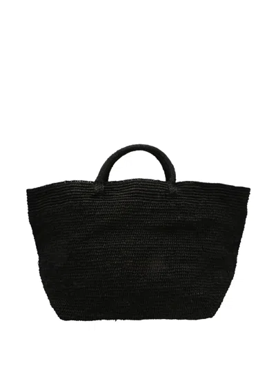 Ibeliv Vanilla Raffia Tote Bag In Black