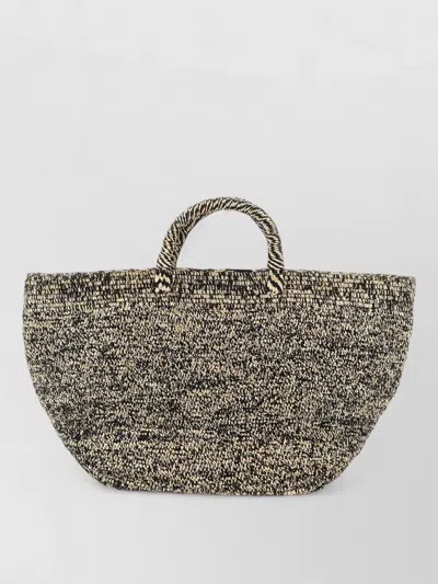 Ibeliv Vanilla Tote Bag Woven Texture Handles In Gray