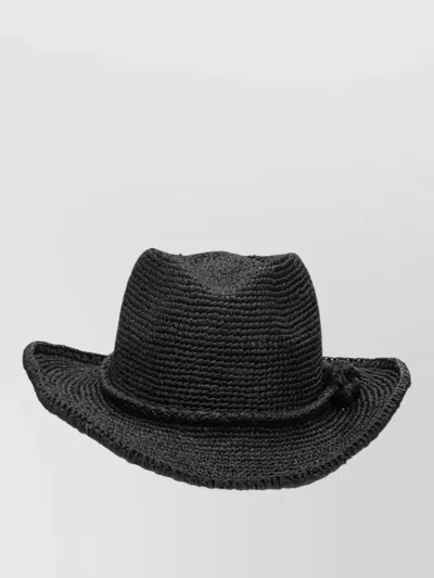 Ibeliv Wide Brim Woven Texture Summer Hats In Black