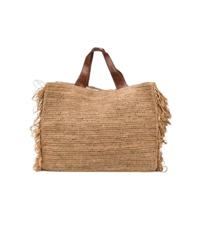 Ibeliv Woven Design Tote Bag In Nude
