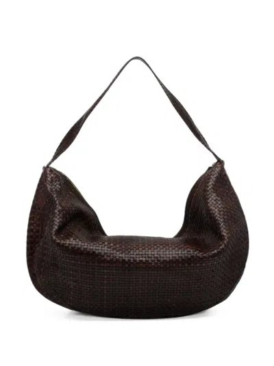 Ibeliv Woven Leather Clip Shoulder Bag In Brown