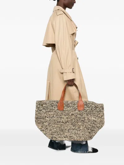 Ibeliv Woven Leather-trim Tote Bag In Neutral