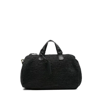 Ibeliv Woven Raffia Tote Bag In Black