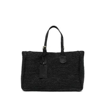 Ibeliv Woven Top Handle Shoulder Bag In Black