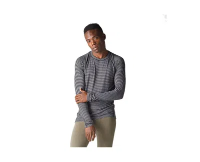 Ibex Men's Woolies Pro Tech Crew In Black Grey Stripe