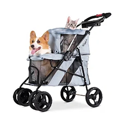 Ibiyaya Kids'  4 Wheel Double Pet Stroller For Dogs And Cats, Great For Twin Or Multiple Pet Travel In Gray