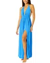 Ibiza Low V Halter Neck Dress Cover-up In Multi