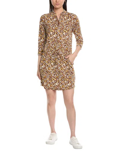 Ibkul Karen 3/4 Sleeve Drawstring Dress In Brown