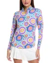 Ibkul Leona Long Sleeve Mock Neck Top In Blue