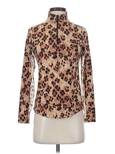 Pre-owned Ibkul Long Sleeve Blouse In Brown