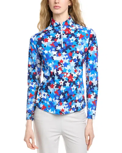 Ibkul Long Sleeve Mock Neck Top In Blue