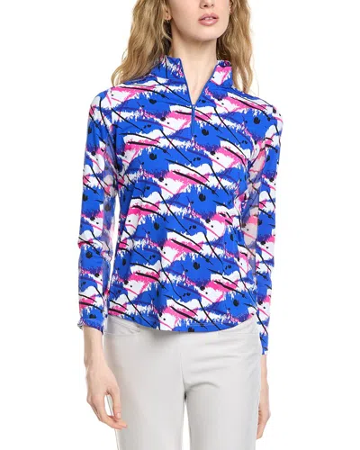 Ibkul Long Sleeve Mock Neck Top In Blue