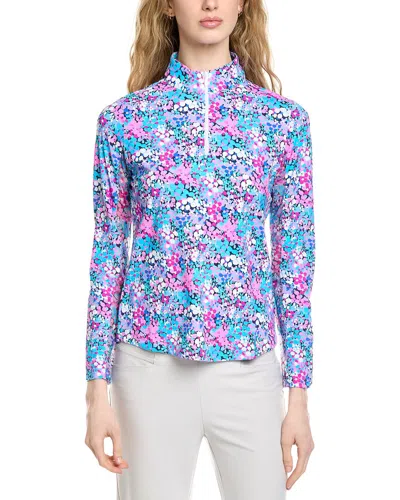 Ibkul Long Sleeve Mock Neck Top In Blue