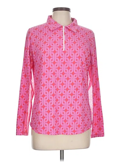 Pre-owned Ibkul Long Sleeve Polo Shirt In Pink