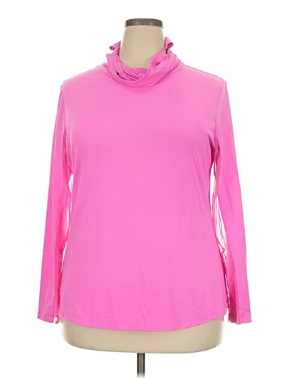 Pre-owned Ibkul Long Sleeve Top Pink Turtleneck Tops