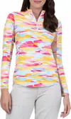 Ibkul Mock Zip Neck Top - Jesse In Watermelon
