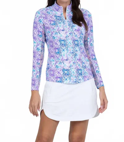 Ibkul Mock Zip Neck Top - Kathy In Plum